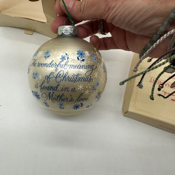 Vintage 1978 Hallmark Glass Christmas Ornament Mother White Blue Decor - Picture 4 of 5